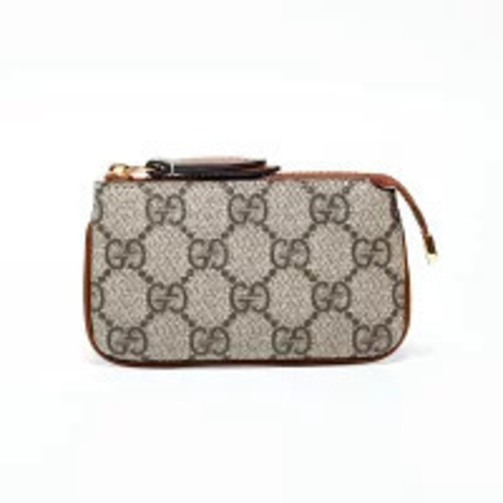 Gucci GG Supreme coin case Wallet key ring Beige Cream